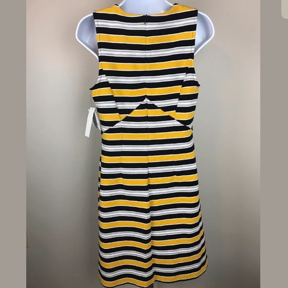 Liz Claiborne Yellow Navy & Grey Stripe Dress Sz 6 - Picture 3 of 5